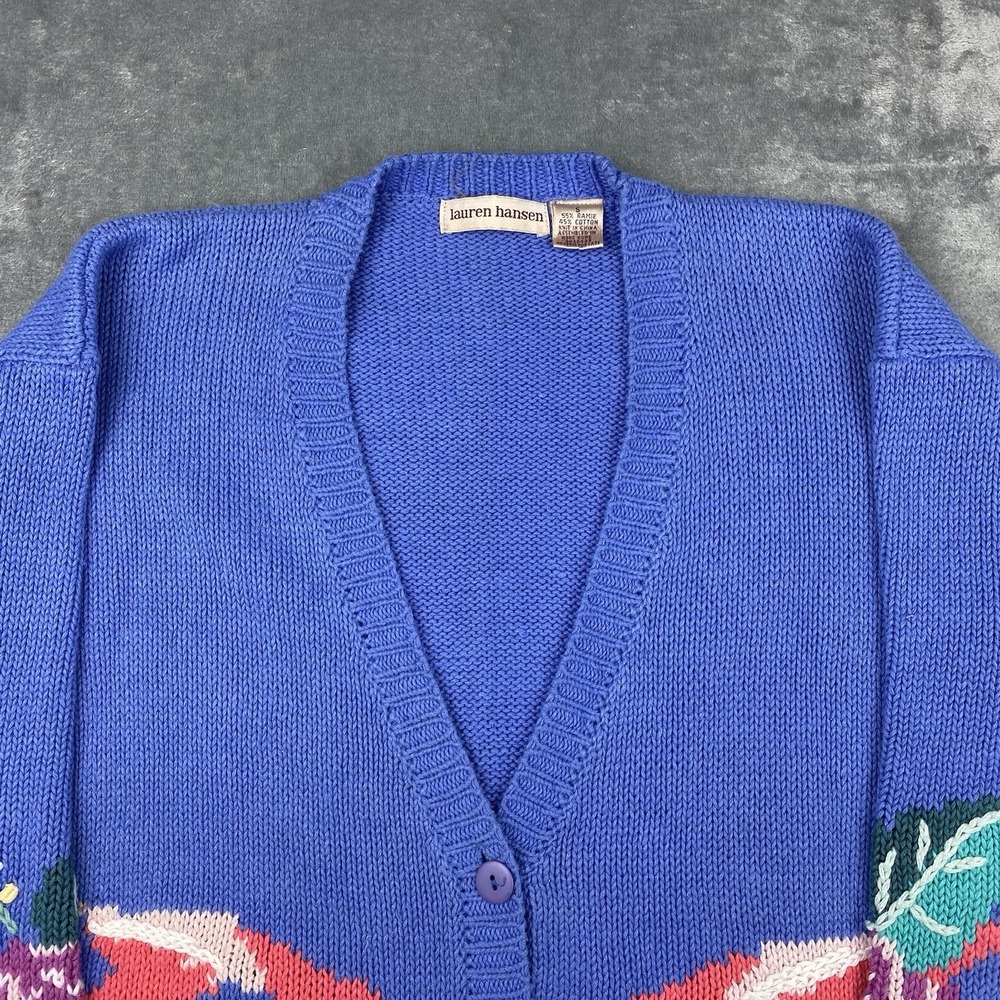 Vintage Lauren Hansen Sweater Womens Small Multicolor Spring‎ Floral Cardigan - Picture 6 of 14